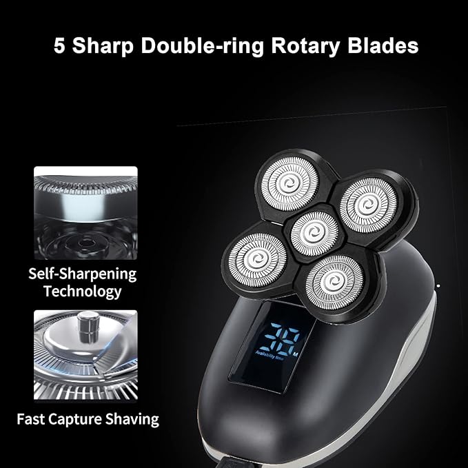 Head Shaver Replacement Heads,Head Shaver Replacement Blades, Head Shavers for Bald Men,Head shavers for Men, Stainless Steel Rotary Blades for Electric Head Razor (black5)