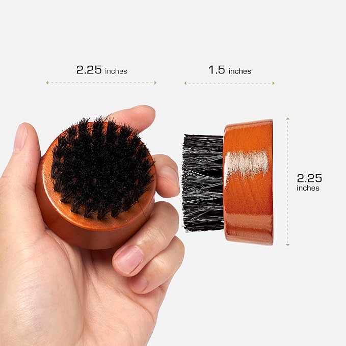 Red by Kiss Beard Brush with 100% Natural Boar Bristles for Men, Premium Wooden Brush, Beards Mustaches Grooming Shaving Comb, Tame and Soften Facial Hair (Round Mini)