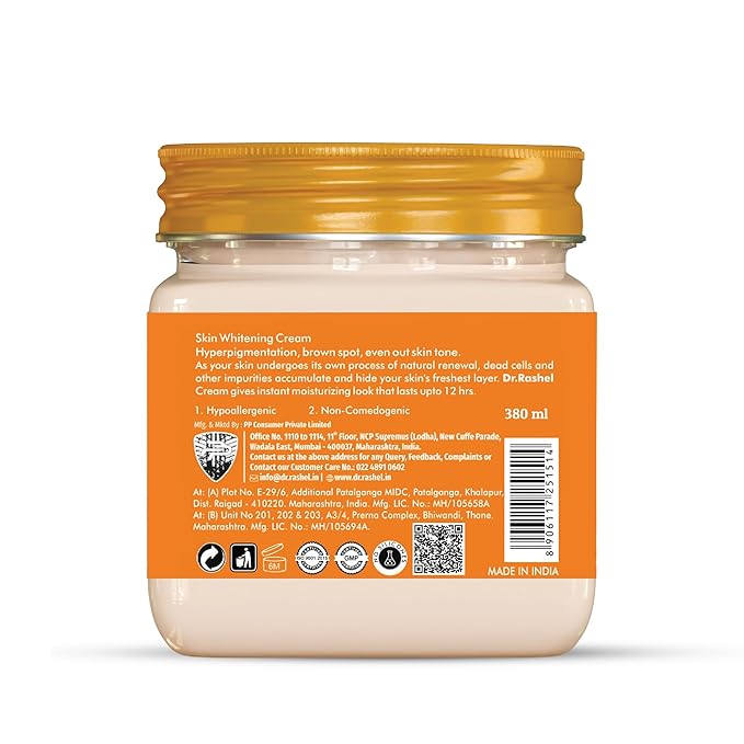 DR.RASHEL Vitamin C Cream For Men & Women With Goodness Of Orange Extract & Glycerin Hydrating & Moisturizing Facial Cream Soothing & Cleansing Facial Cream For All Skin Types - 380 ml / 12.84 Fl Oz