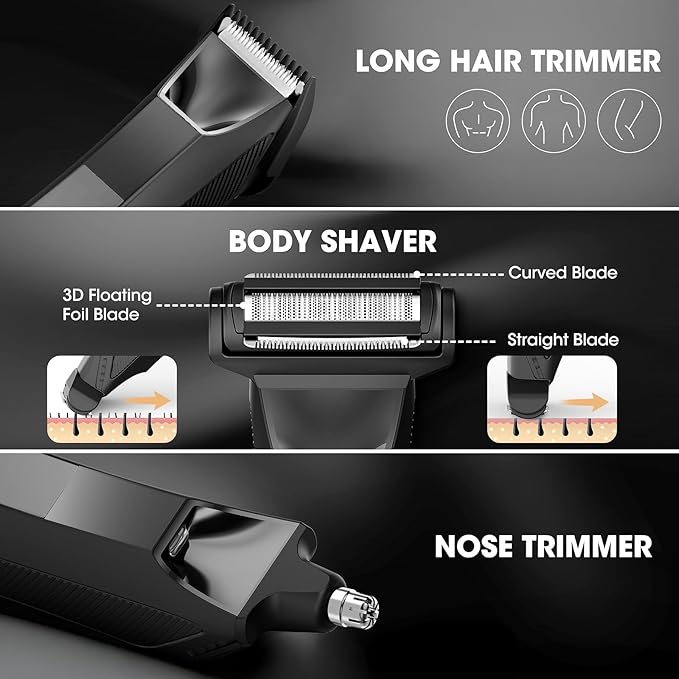 Manscape Body and Ball Trimmer for Men, Bald Head & Body Shaver, 3-in-1 Pubic Groin Nose Hair Trimmer, Head Shaver for Bald Men & Body Groomer, Electric Razors for Smooth Shaving, IPX7 Waterproof