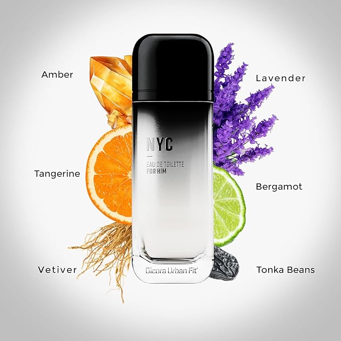 Dicora Urban Fit NYC Cologne for Men - Notes of Bergamot, Tangerine, Lavender, and Tonka Beans - Evokes Sophistication - 5.07 oz EDT Spray