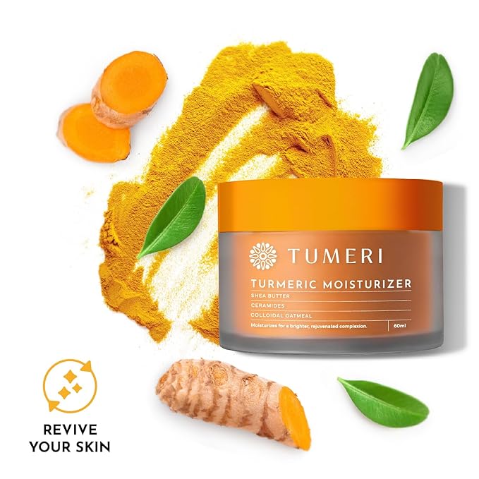 TUMERI Turmeric Face Moisturizer Cream and Body Cream 60 ml – Nourishing and Hydrating Face Cream for Dry Skin – Infused with Turmeric Curcumin, Shea Butter, Colloidal Oatmeal