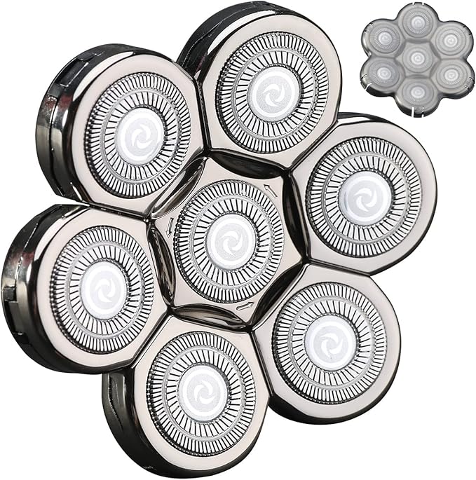 7 Blades Head Shaver Replacement Heads Electric Shaver Universal Replacement Blade Head Electric Razor for Men (7D Silvery)
