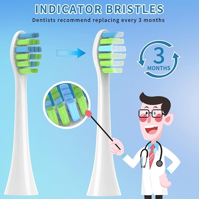 10 Pack Toothbrush Replacement Heads Compatible with 7AM2M AM100/AM105/AM110 Electric Toothbrush, Soft Brush Bristles, White