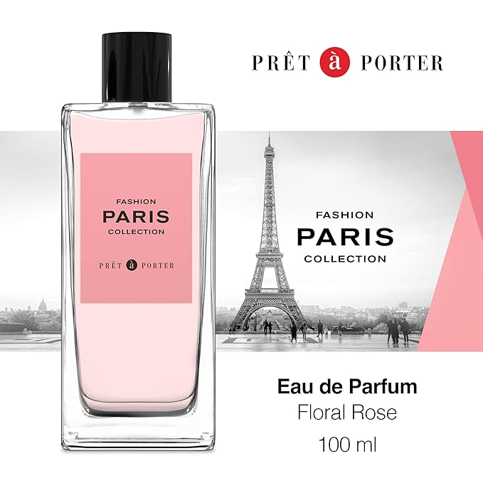 Pret à Porter City Collection Paris Eau de Parfum 100 ml(3.3 oz)(Pack of 2), Notes of Rose, Musk, and Amber, Women's Fragrance, Long Lasting, Everyday Fragrance, Travel Size