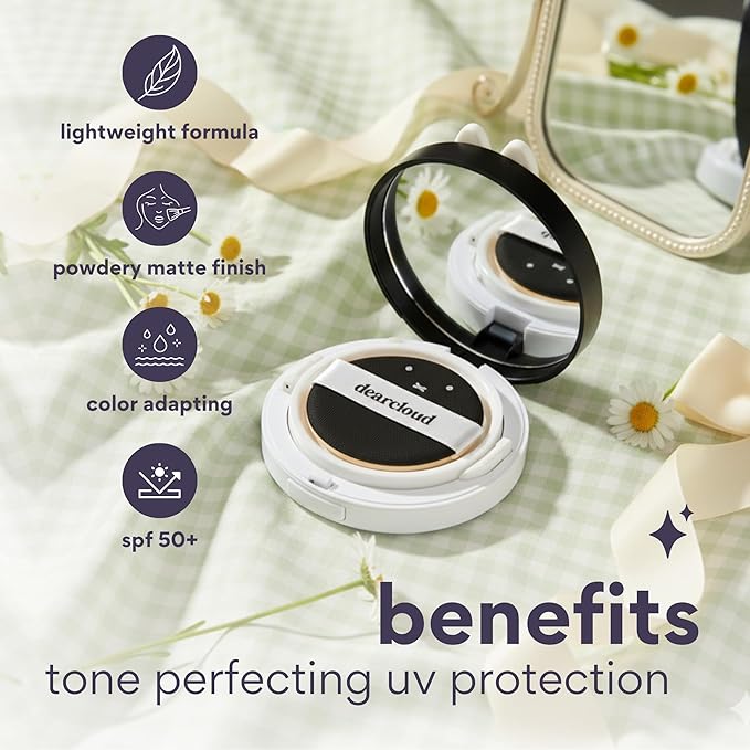 Miffy Dear Sun Tone Perfecting SPF Cushion Refill Set SPF 50+ – Color Adapting Sunscreen, Korean Sunscreen SPF 50 (.53 oz)