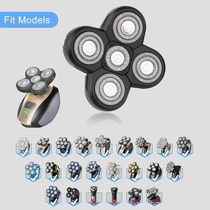 Freedom Universal 3 Pcs 5 Blades Replacement Heads Compatible with Freebird Freedom Bird Head Shaver Replacement Heads (3 Pcs 5 Blades)