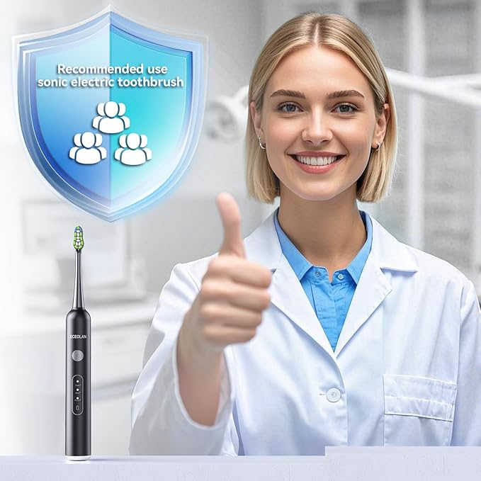 Sonic Electric Power Toothbrush for Adults & Kids,3 Deep Clean Modes IPX7 40000VPM Rechargeable Toothbrush with 8 Brush Heads, Travel Case, 2-Min Smart Timer, One Charge Last 60 Days (White)