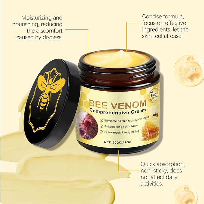 Bee Venom Comprehensive Cream, 2025 New Skincare Treatment Bee Venom Skin Cream, Visibly reduces skin blemishes, Natural Skin Moisturizer for Face and Body