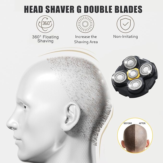 Shaver Replacement Heads Compatible with Microtouch Titanium Head Shaver, for Bald Men 2 Pack