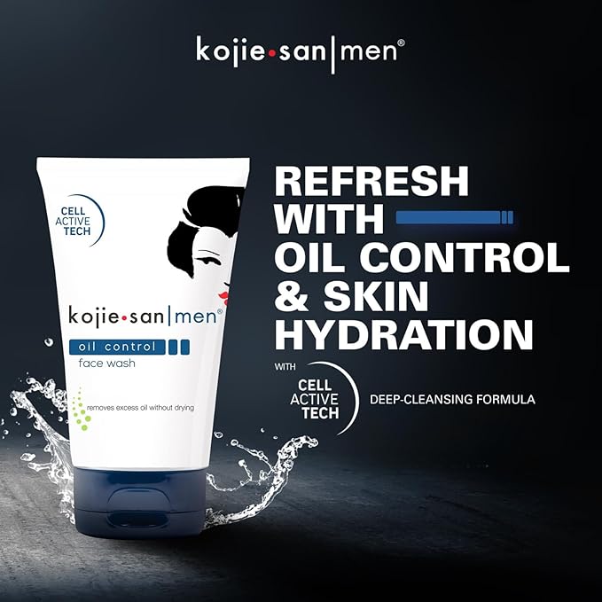 Kojie San Men Oil Control Face Wash, 125g – Deep Cleansing Facial Wash for Men, Controls Oil and Moisturizes Skin, Paraben-Free