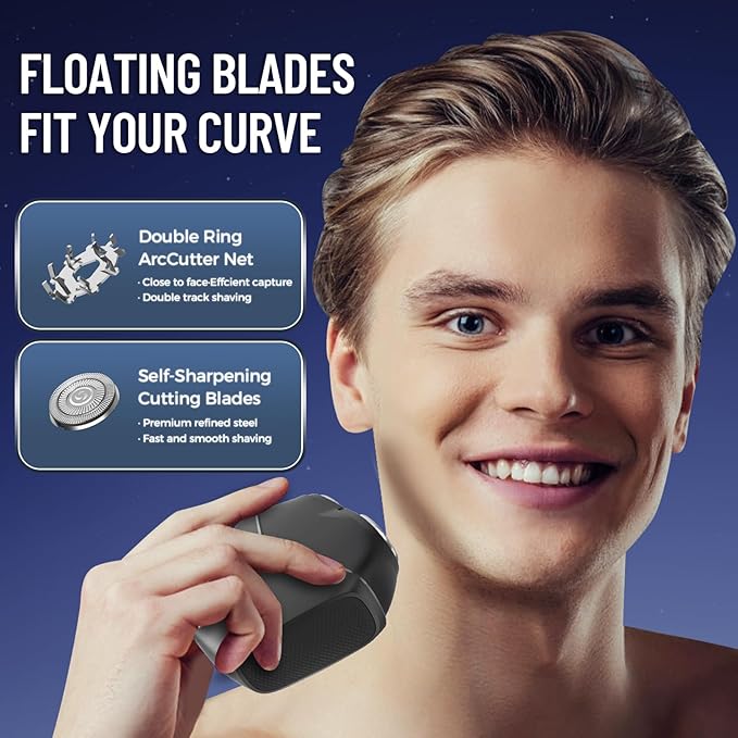 Electric Shavers for Men, Mini Rotary Shaver Portable, Electric Razor for Men, Travel Shavers with Case, Waterproof Face Razor as Gift, USB Type C for Home, Car, Travel