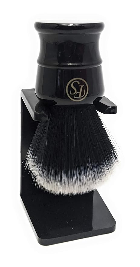 Frank Shaving Pur-Tech Synthetic Hair Shaving Brush -Quality Shaving Brush Black Handle Knot Size 21Mm Comes With Free Stand by Frank Shaving