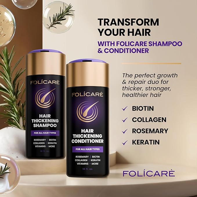 Thickening Hair Growth Shampoo and Conditioner Set For Women & Men, Biotin Shampoo and Conditioner, Intensive Repair for Thinning Damaged & Frizzy Hair, Split End Care, Sulfate & Paraben Free