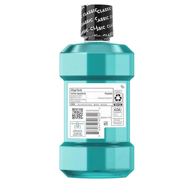 Listerine Cool Mint Intense Antiseptic Mouthwash, Daily Oral Rinse Kills 99.9% of Germs That Cause Bad Breath, Plaque and Gingivitis. for a Fresh, Clean Mouth, Intense Mint Flavor, 250 mL/ 8.5 Fl.Oz.
