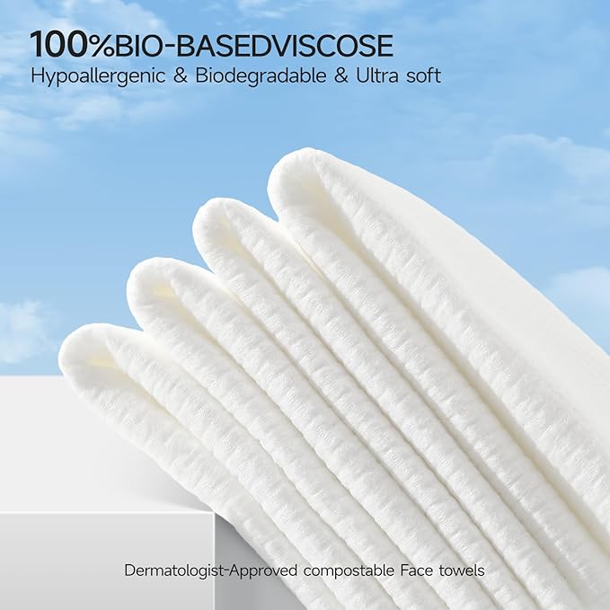 ECOLOOK Disposable Face Towel XL-10"x12" Upgraded Thick Facial Towels, Ultra Soft Clean Face Towels Disposable, 60 Count & 90 GSM, Ideal for Sensitive Skin-3 PACK