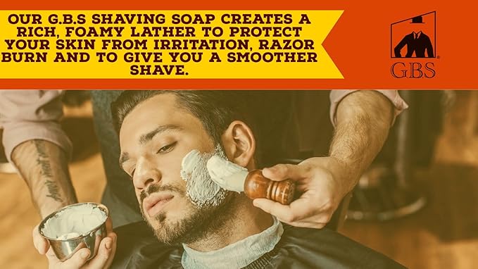 G.B.S 97% All Natural Shave Soap - Creates a Rich Lather Foam for Wet Shaving Experience (3 Pack Bay Rum) Birthday Gift