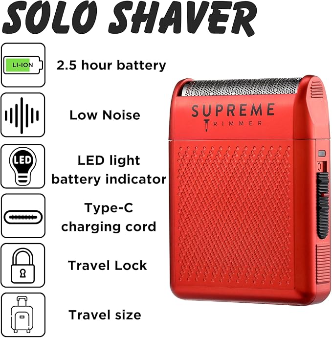 Supreme Trimmer Solo Single Foil Shaver for Pocket | 150 Min Runtime Cordless use, Powerful USB-C Mini Travel Razor for Professional & Home use | STF101