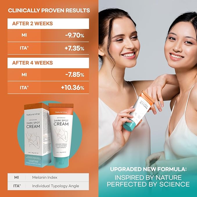 Natural Vine Dark Spot Corrector: Dark Spot Remover for Face Body in 4-8 Weeks - Instant Concealing & Age Brown Sun Faded Spot Remover Melasma Freckles Correcting with Niacinamide for Women & Men 60g