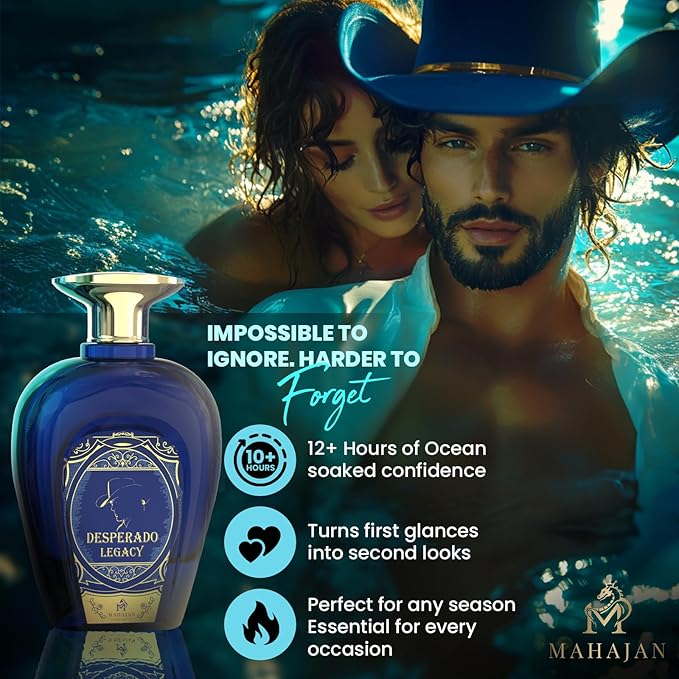 Mahajan Desperado Legacy Eau de Parfum – Ocean Fresh & Addictively Sweet Salted Citrus Cologne – Powerful Head-Turning Long-Lasting Luxury Pefume for Men (3.4 oz)