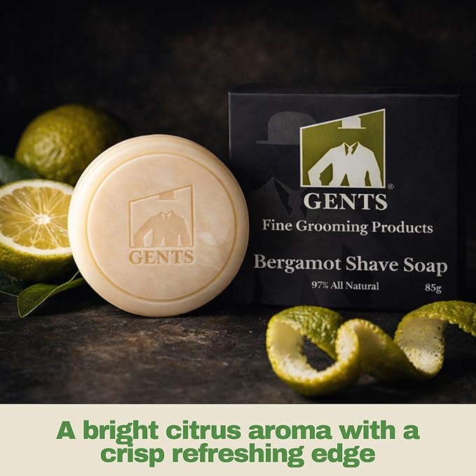 GBS Men's Shaving Soap 97% All Natural Enriched With Shea Butter and Glycerin, Creates Rich Lather Form (3 PACK BERGAMOT)