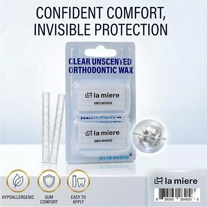 LA MIERE 2 Boxes Pre-Cut Food Grade Dental Wax Orthodontic Wax Braces Wax Shield Lips & Gums Dental Teeth Braces Wearer Unscented