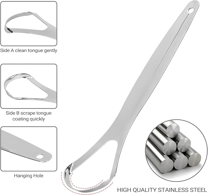 2-Pack Tongue Scaper for Kids and Adults, Reduce Bad Breath, Metal Tongue Scraper, Tongue Cleaner, Tongue Scraper, Tongue Cleaner for Kids and Adults