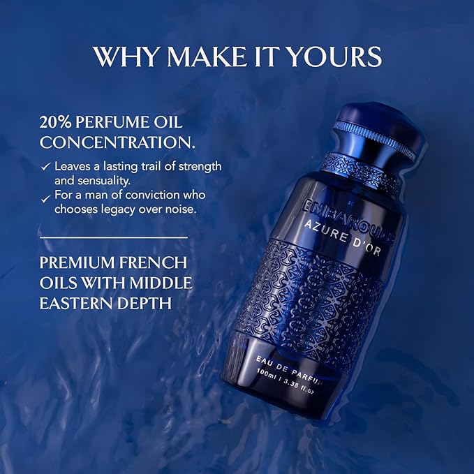 EMBAROUGE AZURE D'OR Men's Eau de Parfum 100 ml | Perfume for Men