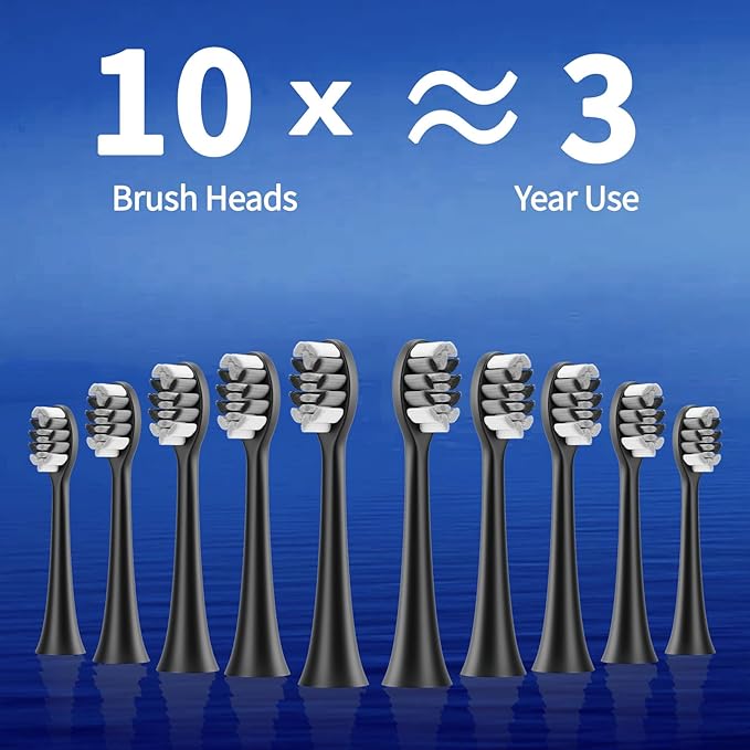 Sonic Electric Toothbrush with 10 Brush Heads for Adults and Children, Up to 90 Days on a Single Charge,5 Modes,Built-in 2-Minute Smart Timer, IPX8 Waterproof Electric Toothbrush (Black White)