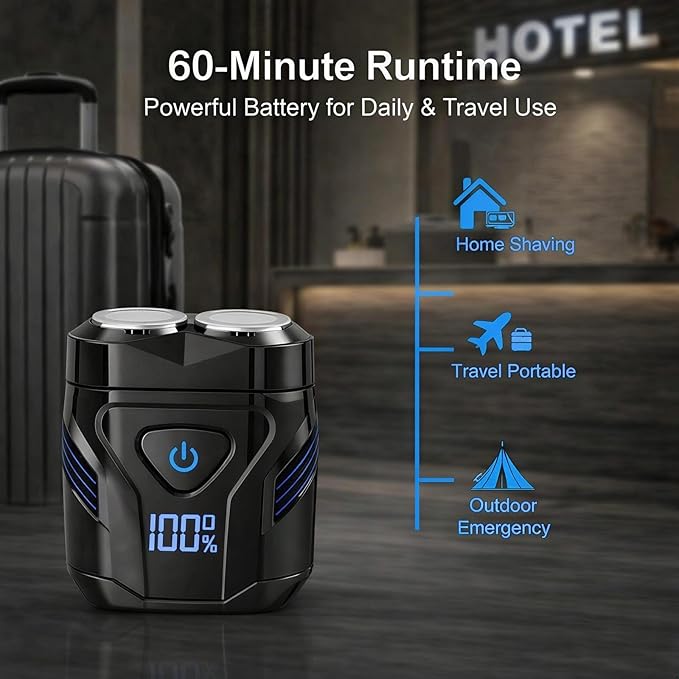 Mini Electric Dual-Head Shaver for Men – Rechargeable Portable Razor for Face, Compact & IPX7 Waterproof for Travel, Gift for Husband Boyfriend