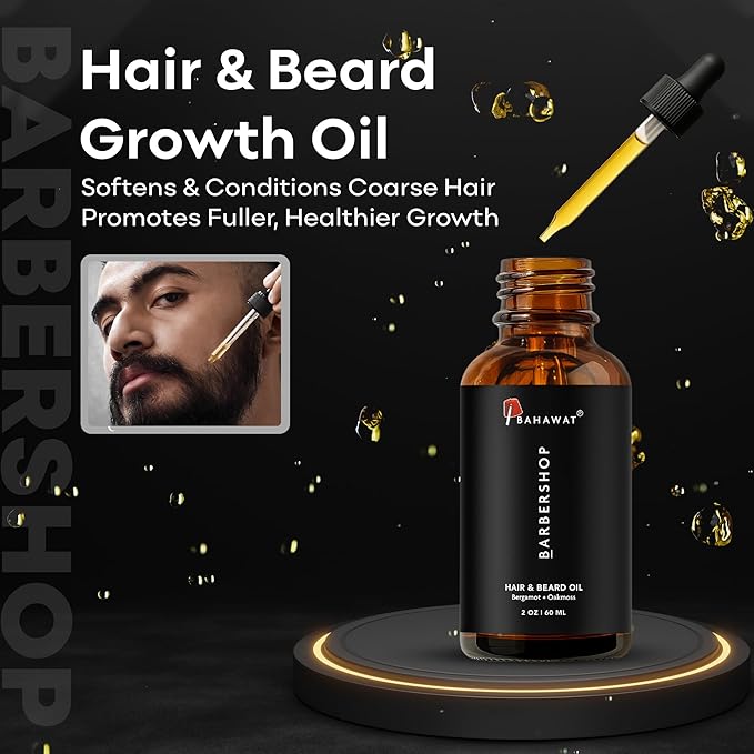 BAHAWAT Beard Oil -Premium Beard Oil Conditioner & Softener - Barbershop scent- Eliminates Beard Itch, Promote a Healthy, Full Beard, Natural Ingredients, 2 ounce.