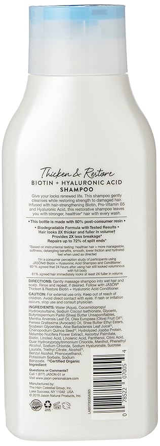 JASON Restorative Biotin Shampoo, 16 oz (Pack of 2)