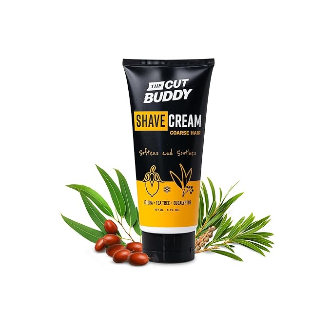 The Cut Buddy Foaming Shave Cream for Men & Women, Softens & Soothes Coarse Hair - 6 fluid ounces, White