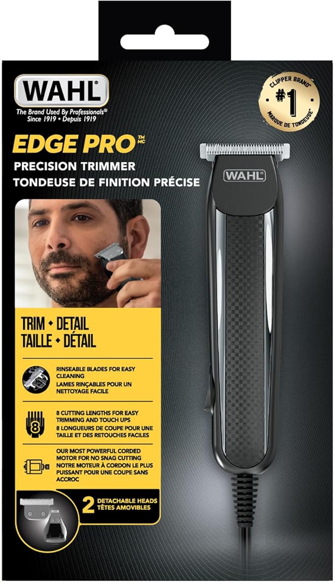 Wahl Edge Pro, Bump-Free Corded Beard Trimmer, Facial Hair Trimmer, Grooming Detailer for Men - for Edging Beards, Moustaches, Hair and Stubble, Model 3291