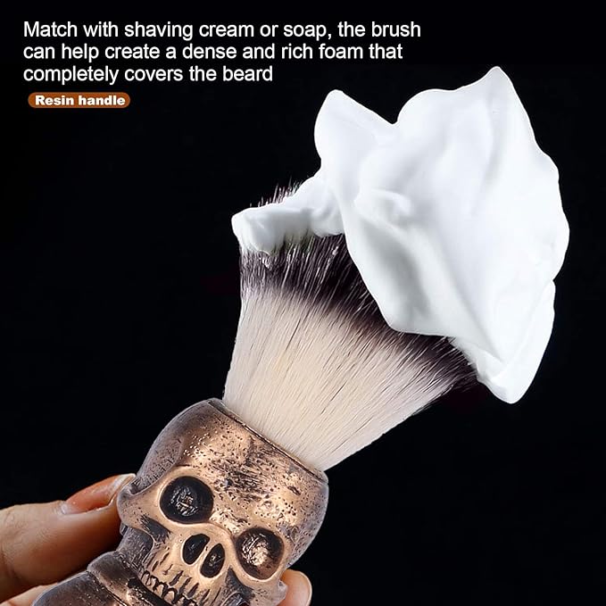 Barber Cleaning Hairbrush, Neck Duster Shaving Beard Brush with Creative Skull Handle Hair Brush Cleaning Tool for Professional Salon and Home