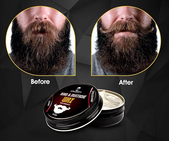 urbangabru Beard, Mustache Wax for Men – Strong Hold Mooch Styling Wax, Balm, Cream to Shape and Nourish Your Beard Contain Vitamin-E and Hemp Seed Oil (1.7 fl oz)