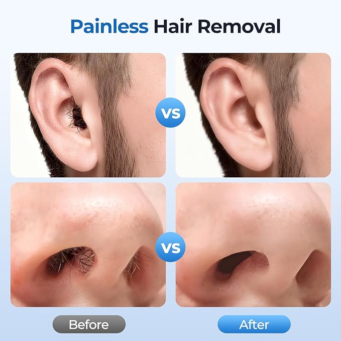 Nose Wax Kit Men, Nose Ear Hair Removal Kit for Men Women, 40 Sticks, 100g Wax, USB Fast Heat, Smart Constant Temp, Painless Hair Removal Waxing Kit for Nose Ears Eyebrow Lip Facial, Blue