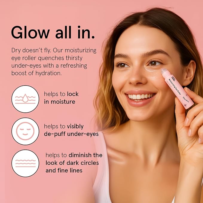 grace & stella Under Eye Brightener with Rose Quartz Rollerball - Hyaluronic Acid & Caffeine Under Eye Serum for Dark Circles & Puffiness - Gifts for Women, Travel Size Toiletries (15ml / 0.51floz)