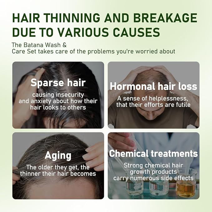 Batana Oil Shampoo and Conditioner, Hair loss and Batana Oil for Hair Growth Shampoo, Sulfate-Free for Both Men and Women 10.14 oz
