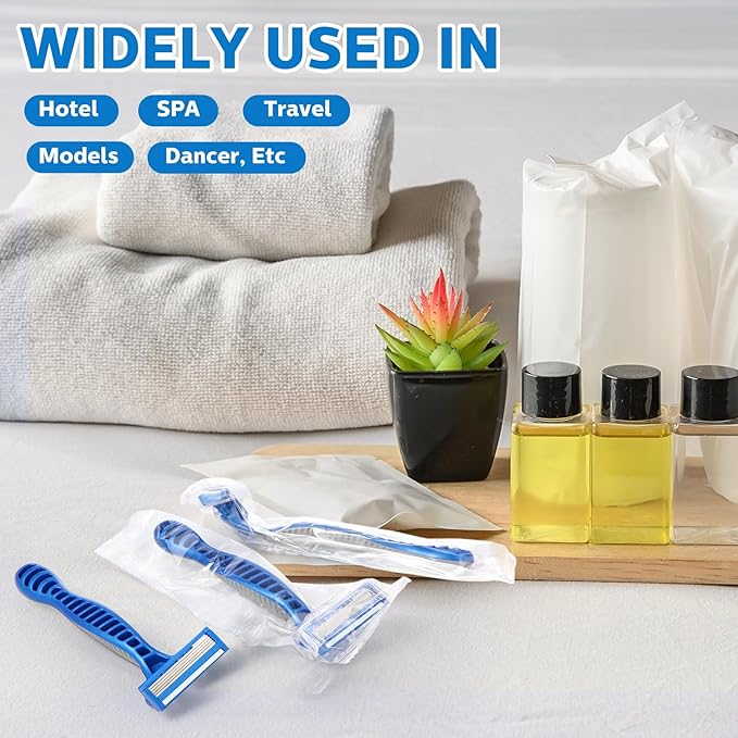 24 Pcs Disposable Razors for Men Bulk 5-blade Disposable Razors Men's Razor Comfort Head Long-blade Sensitive Skin Razor for Hotel Travel Spa Gift