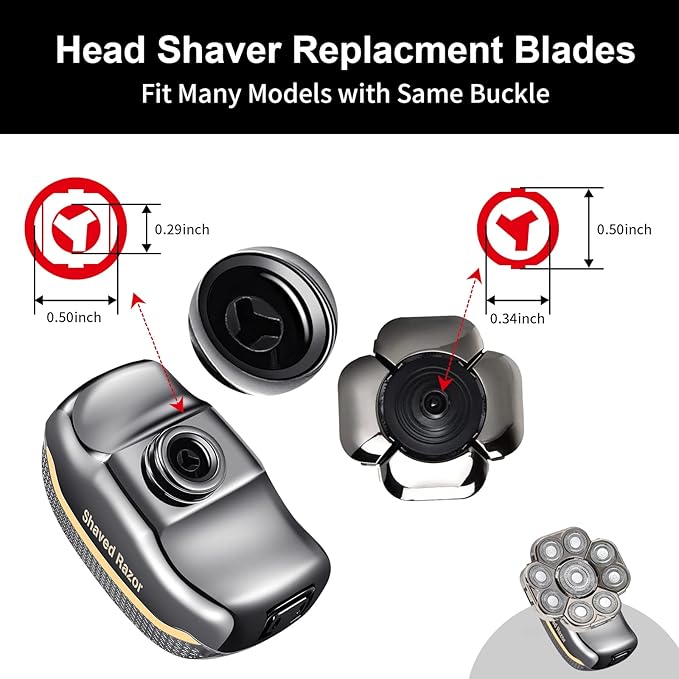 Head Shaver Replacement Heads,Head Shaver Replacement Blades, Head Shavers for Bald Men,Head shavers for Men, Stainless Steel Rotary Blades for Electric Head Razor (silver9)