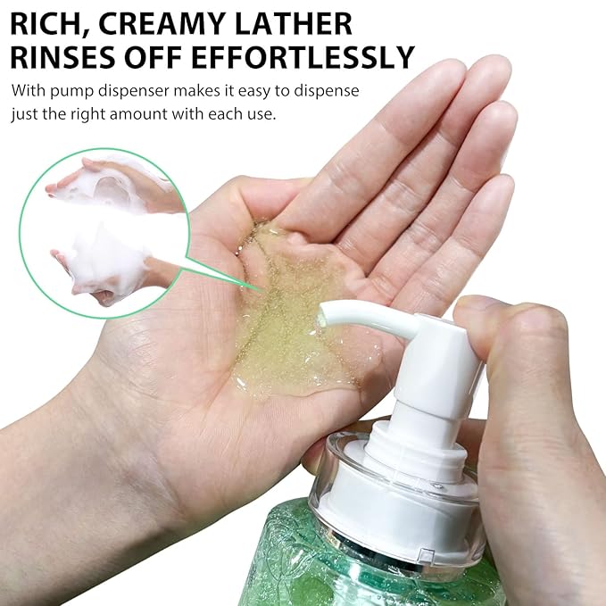 Bee & Flower Sea Salt Scrub Clarifying Liquid Soap Gentle Exfoliating Daily Body Wash Lightly Moisturizing Body Scrub to Soften & Smooth Skin - 16.8 Fl Oz