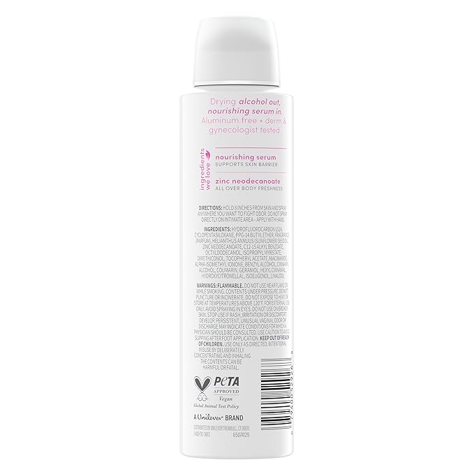 Dove Whole Body Deo Alcohol Free Deodorant Spray for Women Gardenia Breeze 4 oz