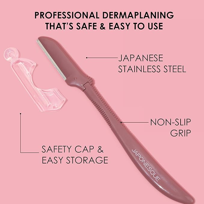 JAPONESQUE Precision Dermaplaner Facial Razors – 2pk 6 Piece Set, Eyebrow and Facial Hair Single Blade Razors for Women and Men, 2pk, 6ct.