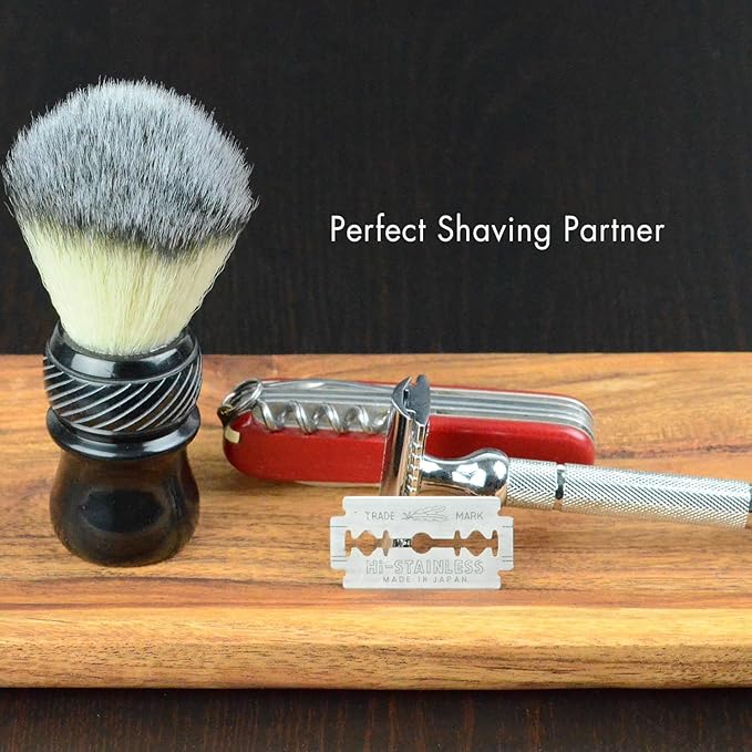 Synthetic Shaving Brush – 24mm Knot Soft Bristle Shaving Brush Men, Black Tuxedo Handle, Effortless Lathering, Ideal for All Skin Types & Daily Use