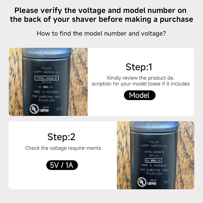 5V 1A Charger Fit for Philips Norelco OneBlade QP2724 QP2834 MG5910 MG7910 MG9510, USB Charging Cord for philips Wet & Dry Shavers Compatible with 2000, 3000, 7000 Series Trimmers