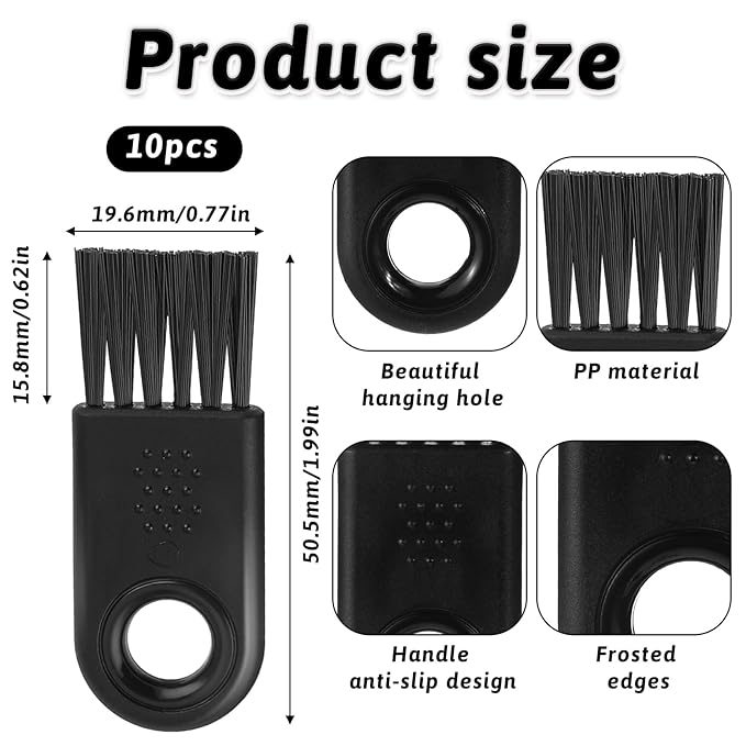 10 Pcs Razor Cleaning Brush Nylon Brush for Cleaning Electric Shaver Cleaning Brush Hair Remover Razor Cleaner Black Nylon Hair Brush Set for Electric Hair Clippers Household Cleaning