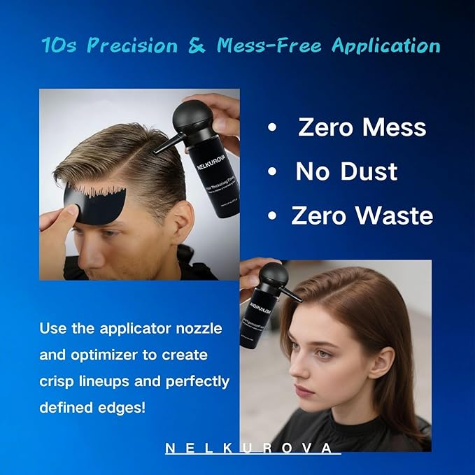 Hair Building Fibers for Thinning Hair, 3-in-1 Kit- Enhancements Barber Spray, Instantly Thicker Fuller Hair Beard & Hairline Cover Up, Undetected & Natural, 27.5g, (Dark Brown)