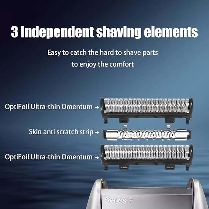 70S Electric Shaver Head Replacement for Braun Series 7, Foil Shaver Replacement Heads Compatible with Braun Series 7 Shavers 720cc, 730cc, 735s, 750cc, 760cc, 790cc, 795cc Shaver Foil, 2 Pack