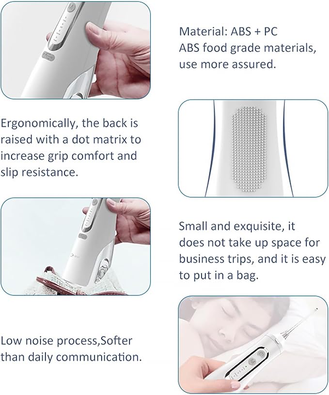 Cordless Dental Water Flosser for Teeth, Gums & Braces - Electric Oral Irrigator 310ML, 4 Modes, Rechargeable, 4 Jet Tips, Smart Memory, 360° Nozzle, IPX7 Waterproof & Low Noise (M209 - White)